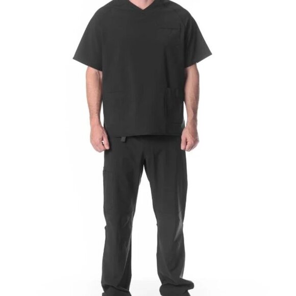 NWT Mens Scrubs Set Size M Top & Trousers Black In Original Packaging $110 MSRP - Picture 4 of 4